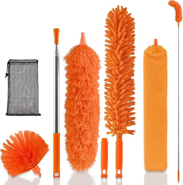 Detalle de TAIANJI 7-teilige Teleskop-Staubwedel mit Waschbarem Mikrofaser-Kopf, ausziehbar bis 237 cm