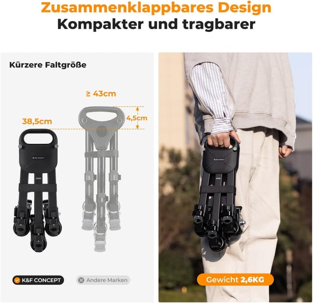 Detalle 2 de K&F CONCEPT Heavy Duty Tripod Dolly 38,5 cm