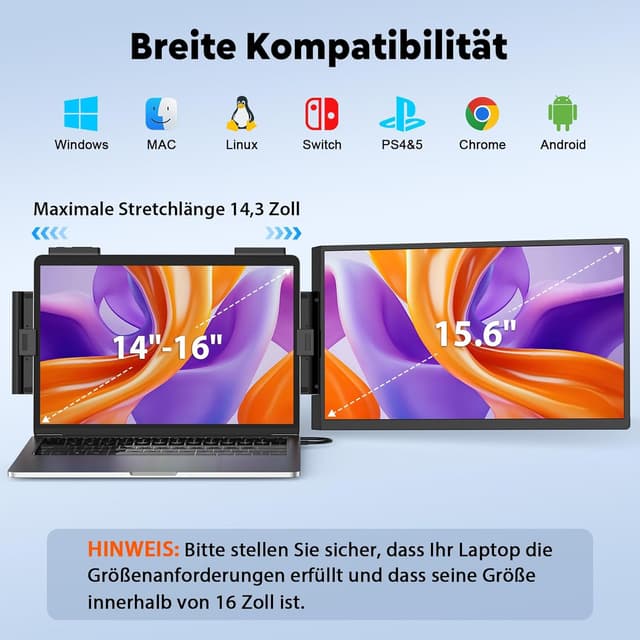 Thumbnail 4 de MAGICRAVEN Laptop Bildschirm Erweiterung 15.6 Zoll