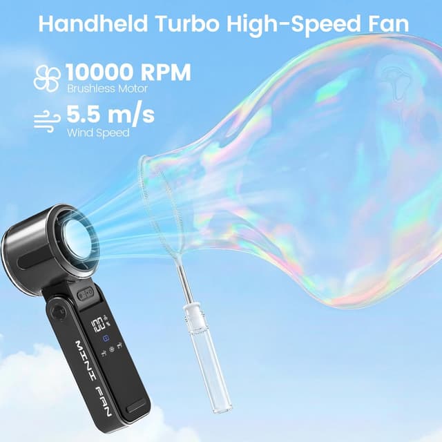 Detalle 2 de HappyGoo portable fan 10,000 RPM hand-held