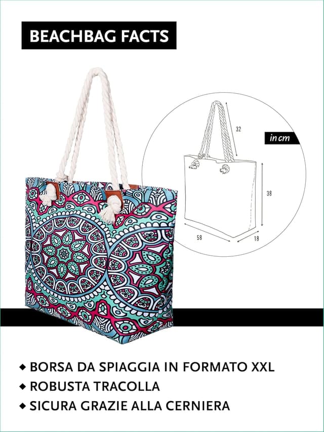 Detalle de DonDon Grande borsa da spiaggia 58 cm