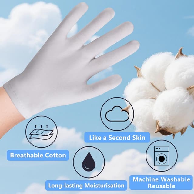 Detalle de AovYoo 6 paia di guanti di cotone idratanti sottili traspiranti in maglia (bianco)