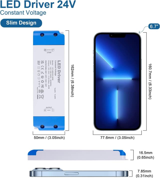 Detalle de VARICART LED Transformer 60W ultra-slim 24V DC driver (24V constant voltage, 240V AC input)