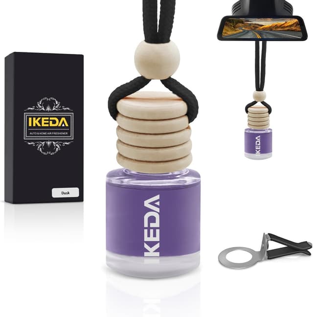 Detalle de ikeda candle Autoduft & Duftbaum für Auto und Innenraum – Hängehänger mit Duft (10 ml) Abenddämmerung