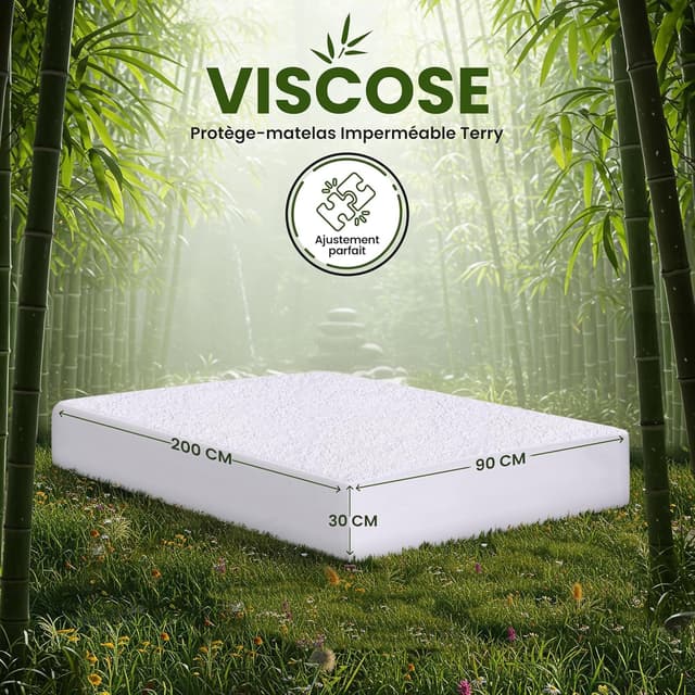 Detalle 2 de Utopia Bedding Protège-matelas 90 x 200 x 30 cm imperméable en viscose (alèse drap-housse)