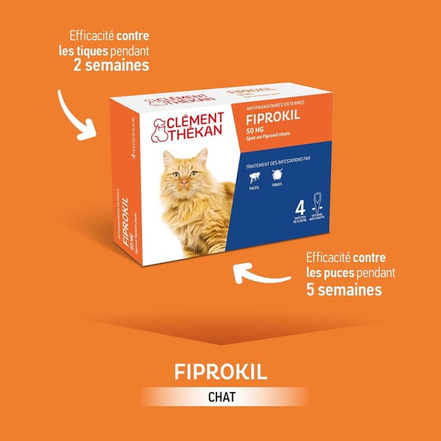 Detalle de Clément Thékan Fiprokil antiparasitaire pour chat 50 mg 🐱
