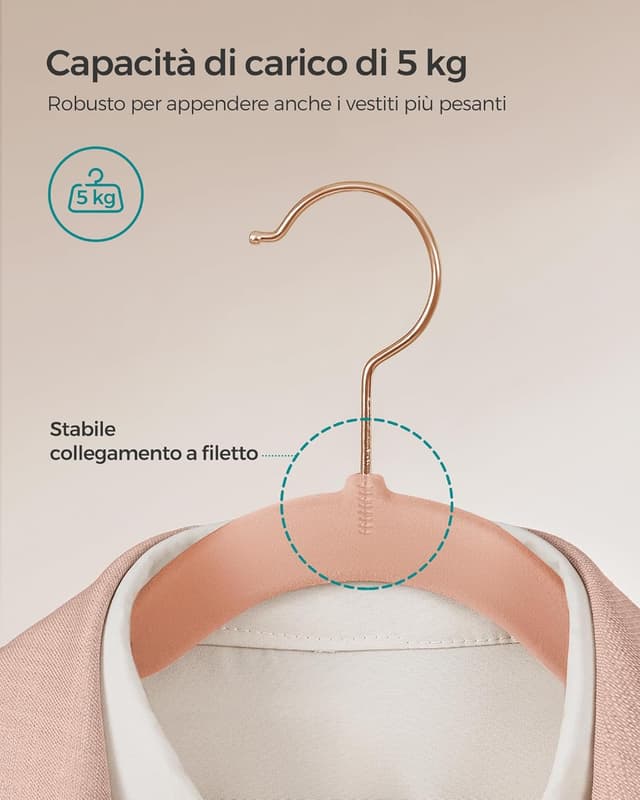 Detalle 1 de Songmics grucce appendiabiti 50 pezzi 0,6 cm