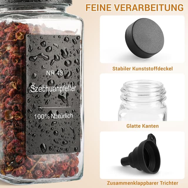 Detalle de Gewürzgläser Eckig Set 24er, 120 ml