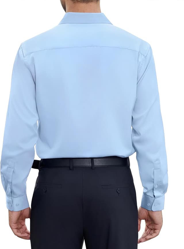 Detalle 2 de siliteelon Herrenhemd bügelfrei Regular Fit – langarm, unifarben & Stretch für Business und Freizeit