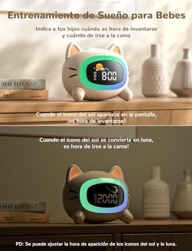 Detalle de LIORQUE Gatito Blanco Despertador Infantil