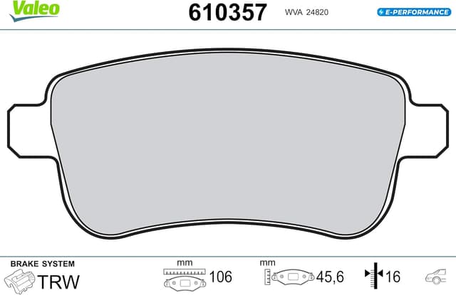 Thumbnail 4 de Valeo E-PERFORMANCE Pastillas 610357