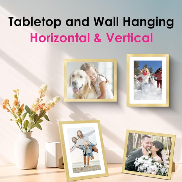 Detalle 2 de FIXSMITH 8x10 Picture Frame Bulk-6 Pack (Gold) with HD Plexiglass