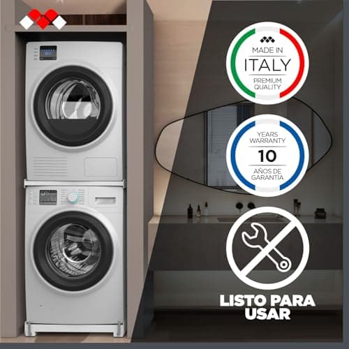 Detalle de Meliconi Moving Tower kit 2 en 1 para columna lavadora-secadora, 250 kg