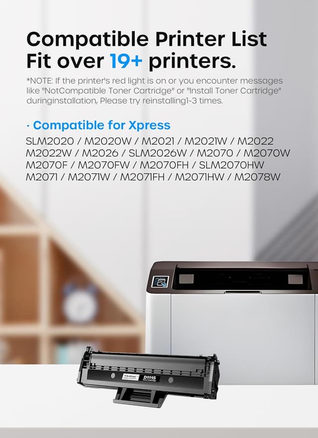 Detalle de Timink D111L / D111S compatible toner cartridges for Samsung Xpress (Black) — for M2020 / M2026 / M2070 series