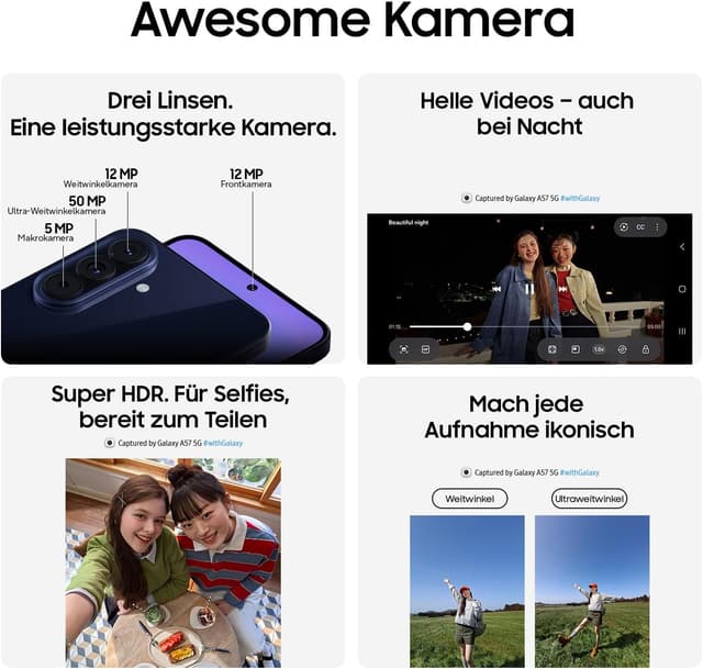 Detalle 2 de Samsung Galaxy A57 5G (Awesome Lilac) – schlankes 5G-Smartphone mit 50-MP-Weitwinkel und IP68