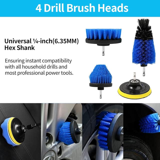 Detalle de 24 PCS Car Cleaning Kit with Drill Brushes – all-round interior, exterior & wheel detailing set