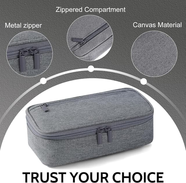 Detalle 2 de Gigmeta Federmäppchen mit 5 Fächern (große Kapazität) – großer Pencil Case für bis zu 80 Stifte, Grau