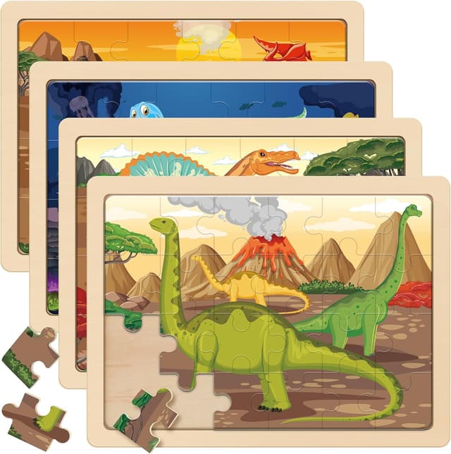 Detalle de SYNARRY Wooden Dinosaur Jigsaw 24-piece set