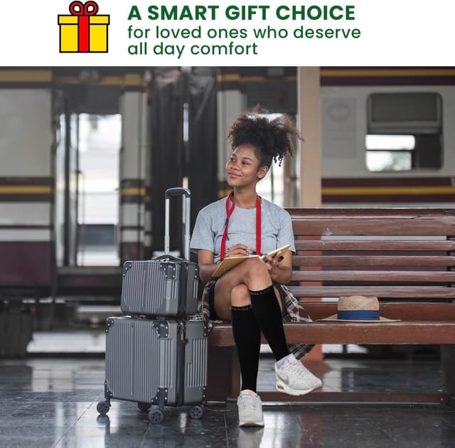 Thumbnail 6 de (2 Pairs) Graduated Compression Socks for Men & Women – 20–30 mmHg Support Stockings for Travel, Flights, Running & Work