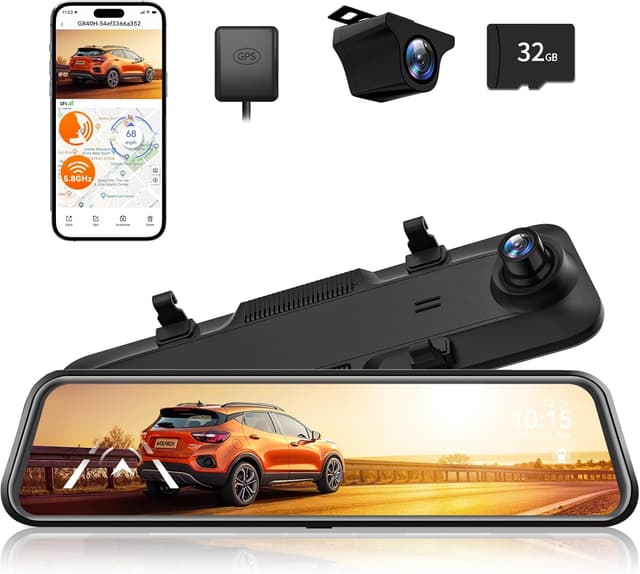Detalle de WOLFBOX G840H 12" mirror dash cam 2.5K