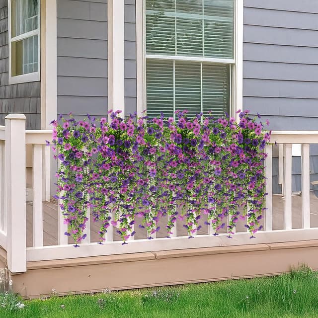 Detalle 2 de Hommyea Artificial Hanging Flowers for Outdoors (2-Pack) – UV Resistant Faux Silk Daisy for Porch, Patio & Doorway