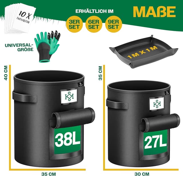 Thumbnail 3 de KESSER® Saco para Sembrar Patatas 38L - Set 9 🌱