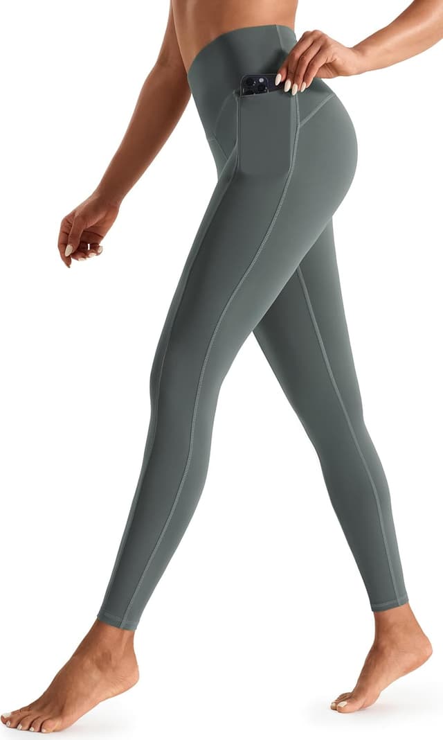 Detalle de JOYSPELS Women’s Gym Leggings with Pockets – High Waisted Tummy Control Full Length Yoga Pants