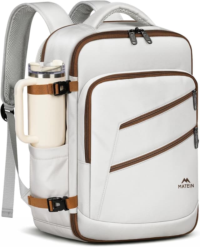 Detalle de MATEIN Ryanair Handgepäck 40x30x20 Cloud Dancer – Rucksack mit 15,6-Zoll-Laptopfach und USB-Ladeanschluss