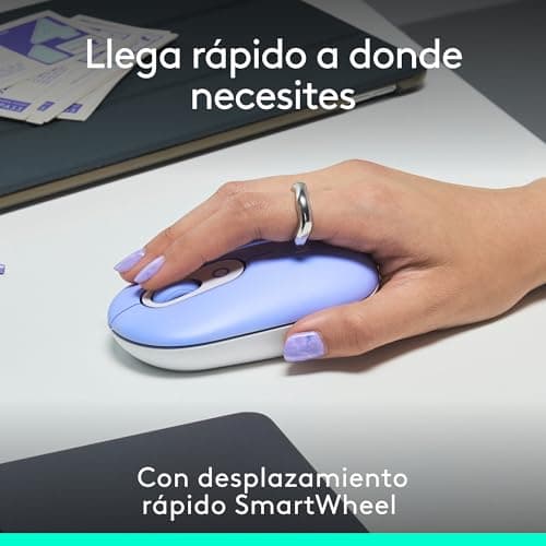 Detalle de Logitech POP Mouse lila — ratón inalámbrico Bluetooth compacto