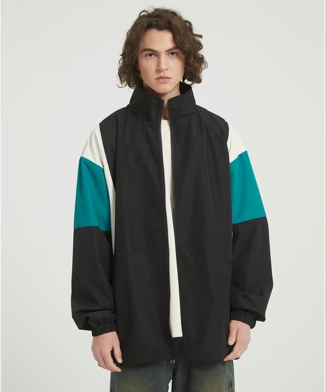 Detalle de GURUNVANI veste patchwork homme coupe-vent vintage à fermeture éclair intégrale