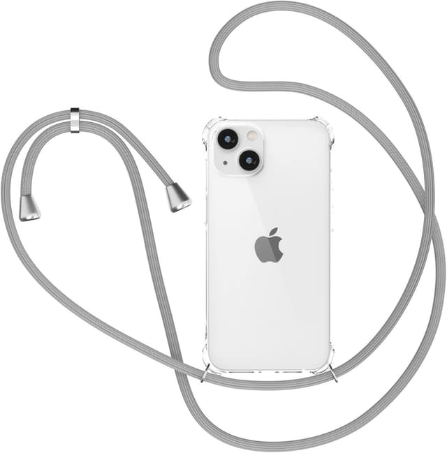 Detalle de XTCASE Coque iPhone 14 transparente en silicone TPU avec cordon tour de cou