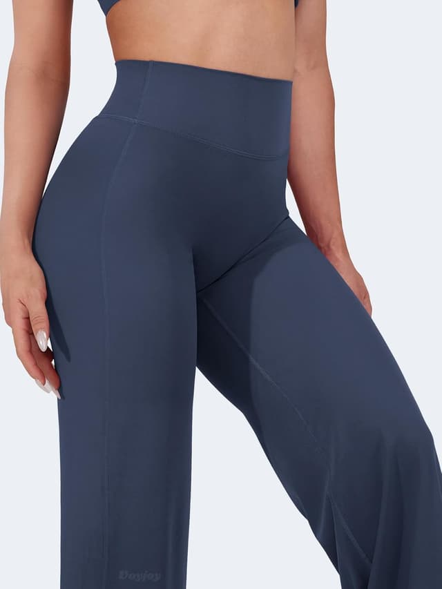 Detalle de VOYJOY Straight Leggings Bottoms Wide-Leg High-Waist Sweatpants (29"–35" Inseam)