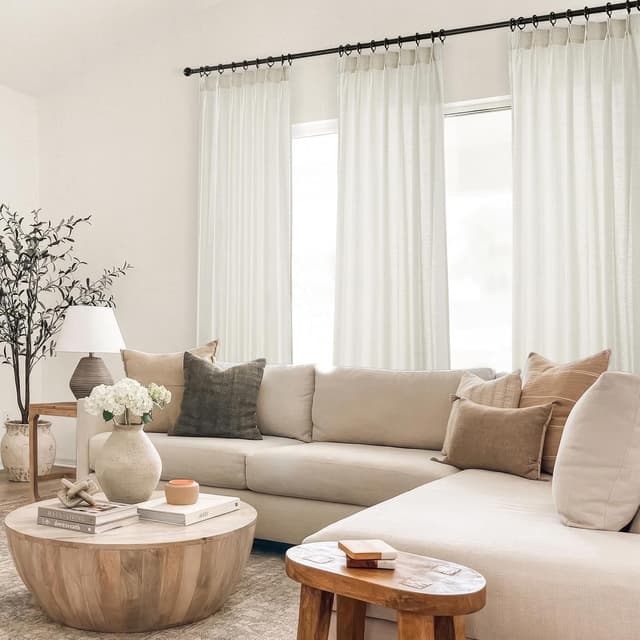 Thumbnail 6 de Topfinel 94-Inch Pinch Pleat Linen Curtains (Set of 2 Panels) in Birch