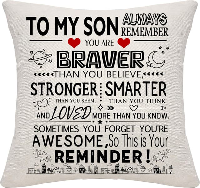 Detalle de Bommex Inspirational Cushion Covers for Nephew (45cm x 45cm) – “You are braver than you believe” sports-themed reminder gift