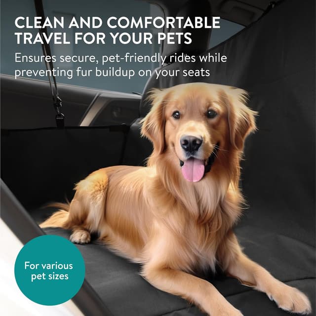 Detalle 2 de Navaris dog car seat cover for back seats (waterproof pet hammock) with straps and seat belt opening