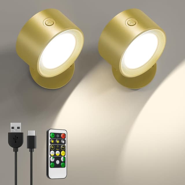 Detalle de Lightbiz LED-Wandleuchte Innen (2er-Set) mit Akku & Fernbedienung – 3 Farbmodi, dimmbar