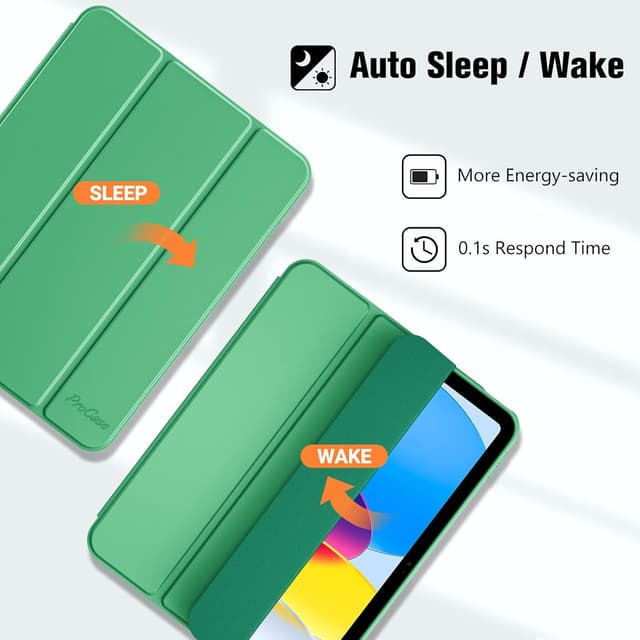 Detalle 2 de ProCase hybrid iPad case for 11-inch (A16) 2025 and iPad 10.9-inch (2022) with pencil holder – lightgreen