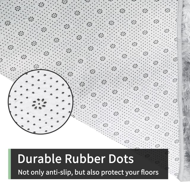 Detalle 2 de Sour Lemon Rugs Living Room Shaggy Rug 160x230cm in Grey – Washable Anti-Slip Soft Floor Carpet