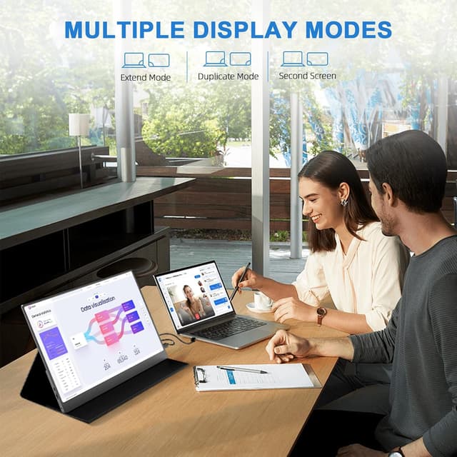 Detalle de MOMODS tragbarer Monitor 18,5 Zoll (120 Hz, IPS, 1080p) – mobiler Gaming-Bildschirm mit USB‑C und Mini‑HDMI