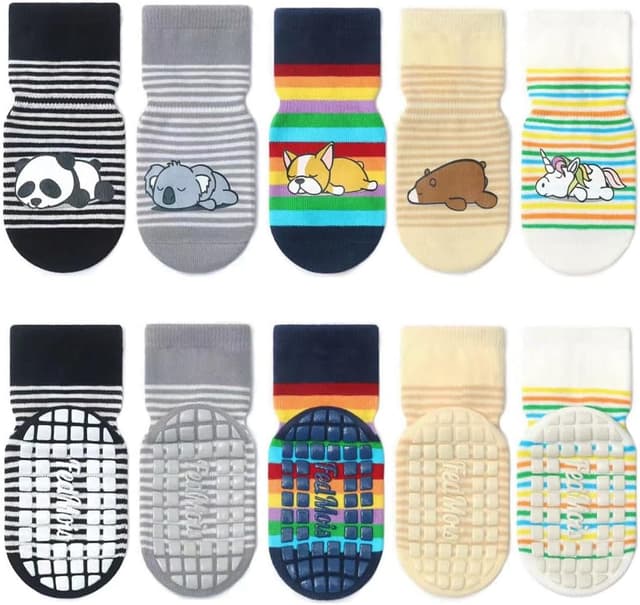 Detalle de FedMois 5 Pairs Baby & Kids Anti-slip Cotton Ankle Socks (Animals)