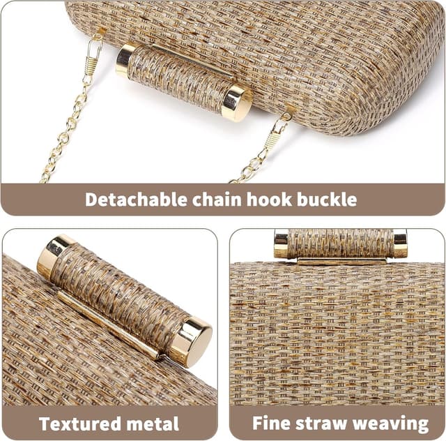 Thumbnail 6 de Cckuu Women’s Raffia Straw Clutch Bag – hand-woven wicker evening purse for summer weddings and beach days