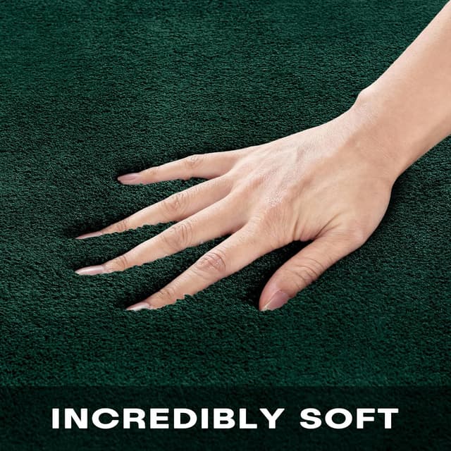 Detalle 2 de XSIVOD Soft Area Rug 200x300 cm in Dark Green (washable, non-slip shaggy carpet)