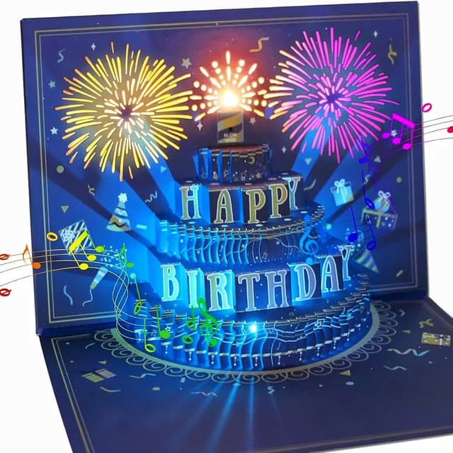 Imagen de WUJUN Birthday Card 3D Pop Up with Light en OfertitasTOP