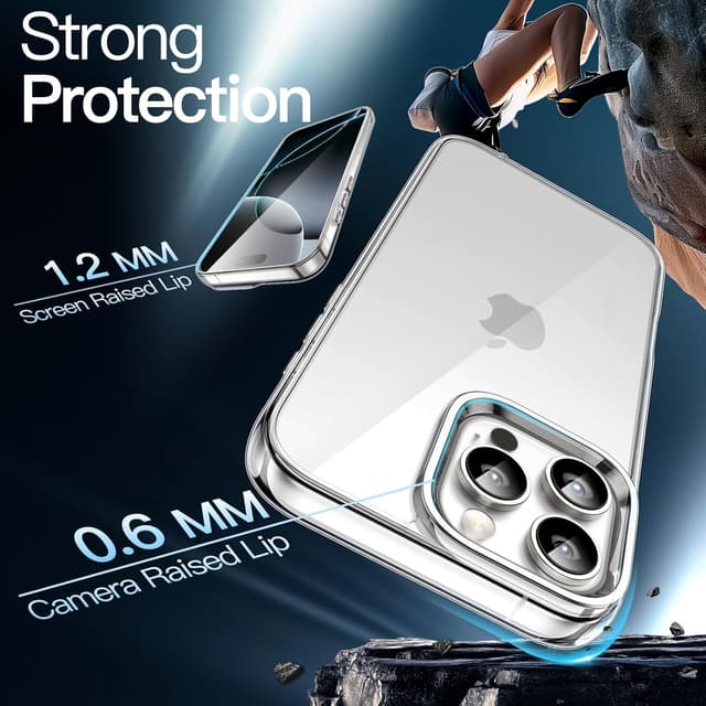 Detalle 2 de Cover JETech per iPhone 16 Pro Max 6,9" trasparente anti-ingiallimento e antiurto