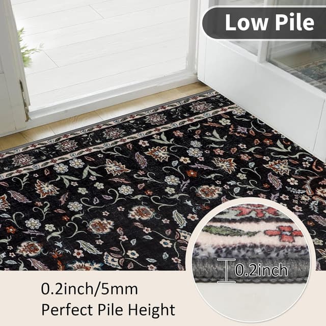 Detalle de IMIYOKU Washable Floral Hallway Runner Rug (Non Slip) 65x240cm