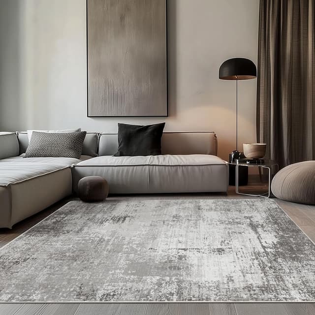 Thumbnail 6 de BEIMO waschbarer Kurzflor-Teppich für Wohnzimmer & Schlafzimmer (160×230 cm), abstraktes Grau-Braun-Design