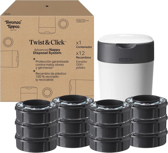 Detalle de Tommee Tippee Contenedor para pañales Twist and Click, 12 recambios