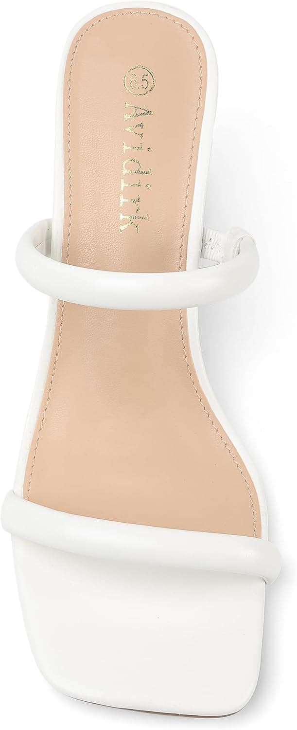 Detalle de Avidirk Women’s Square Open Toe Heeled Sandals (Two-Strap Mule) with Block Chunky Mid Heels