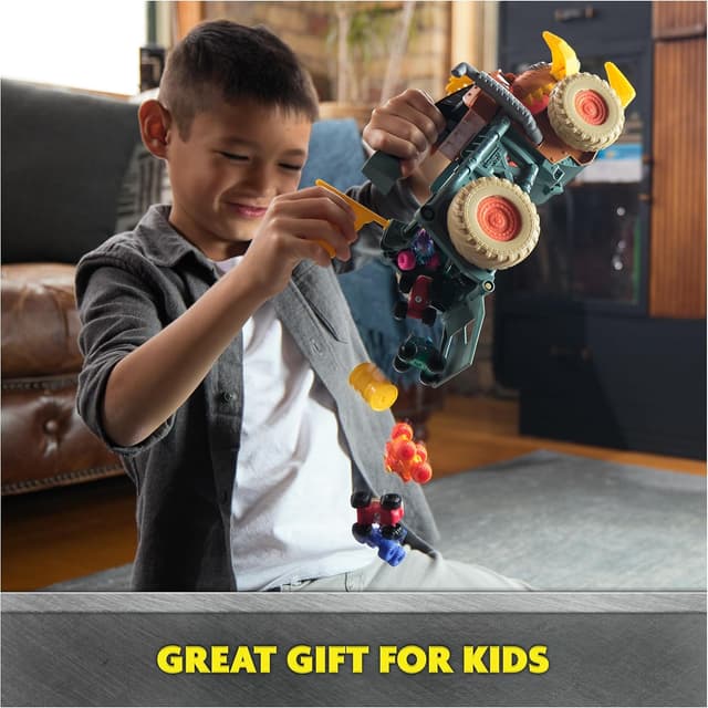 Detalle 2 de Monster Jam Mini Jam Megalodon Mad Hog Chomper and Monster Truck (Fun Cleanup & Storage) Ages 3+
