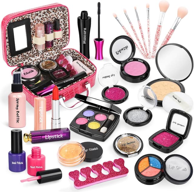 Detalle de Dreamon Kids Makeup Set for Girls (Ages 5–12) – Washable, Non-Toxic Pretend Play Princess Kit